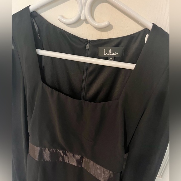 Lulus Black Mesh Sleeve Dress ✨ - Picture 2 of 4